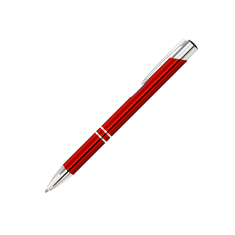 Metalen pennen met laser gegraveerd - Helder rood glanzend