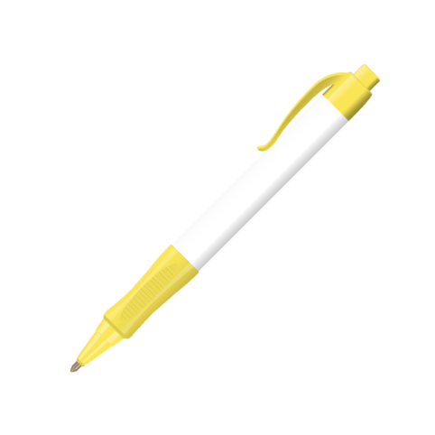 Curved Clip Comfort Grip Pens - Yellow