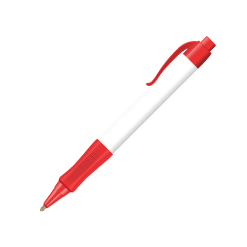 Curved Clip Comfort Grip Pens - Red