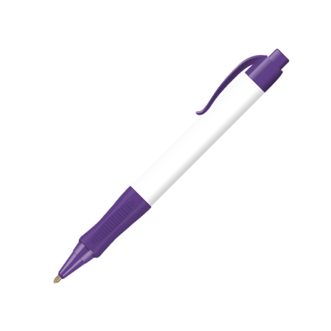 Curved Clip Comfort Grip Pens - Purple