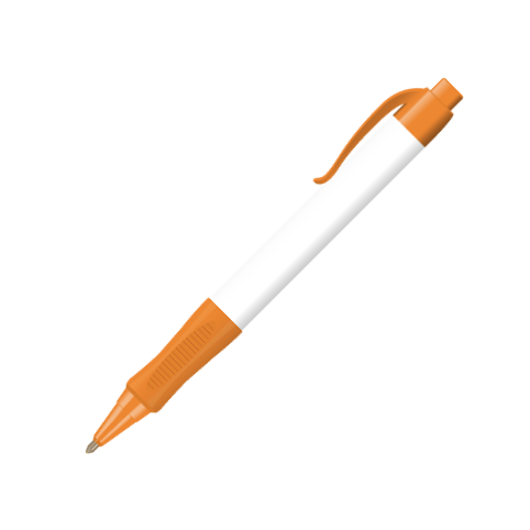 Curved Clip Comfort Grip Pens - Orange