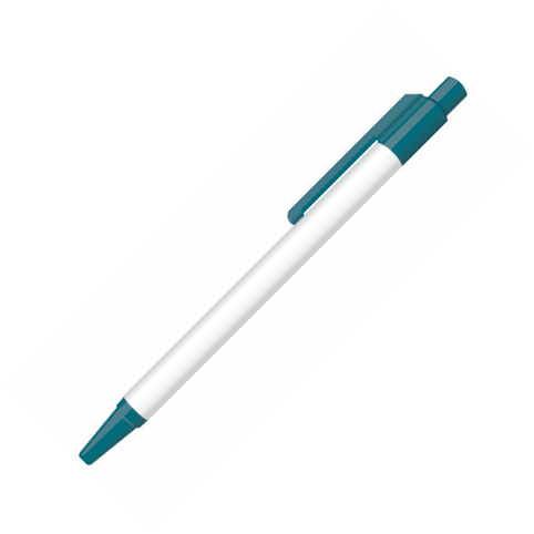 Bolígrafo de punta rodante con pulsador - Azul petróleo