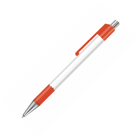 Bolígrafo de punta rodante con empuñadura y pulsador - Rojo