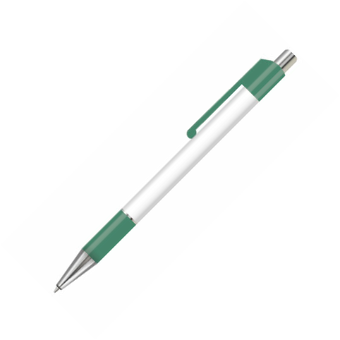 Bolígrafo de punta rodante con empuñadura y pulsador - Verde