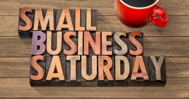 Small Business Saturday spelled out in wood blocks