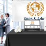 trade show booth with custom promo products