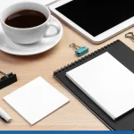 Custom office supplies laid out on a desk