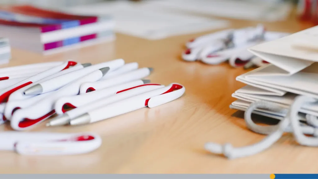 Custom pens at a desk 