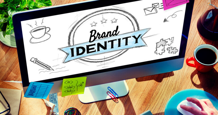 brand identity displayed on computer monitor