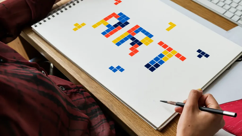 Pixel art version of the word art