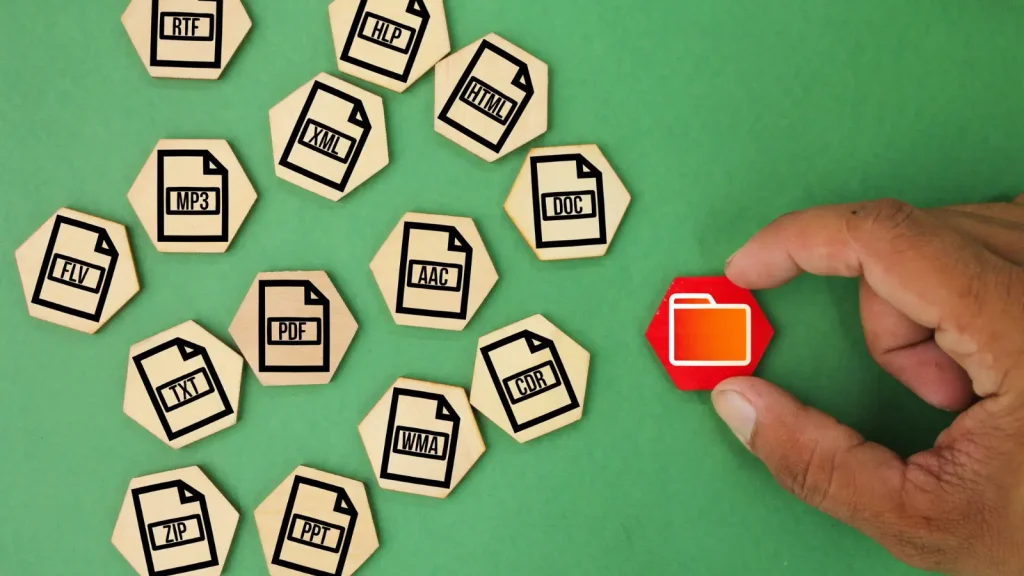 Hexagons with file icons