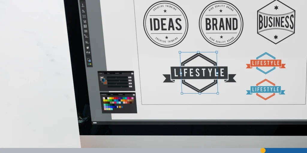 Different podcast logo ideas on a screen