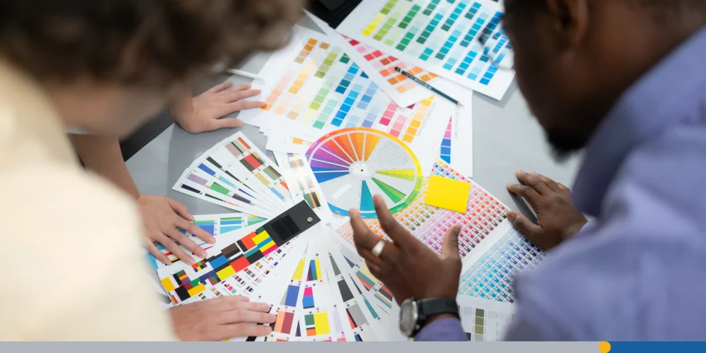 Multiethnic team of architects and designers are meeting to brainstorm