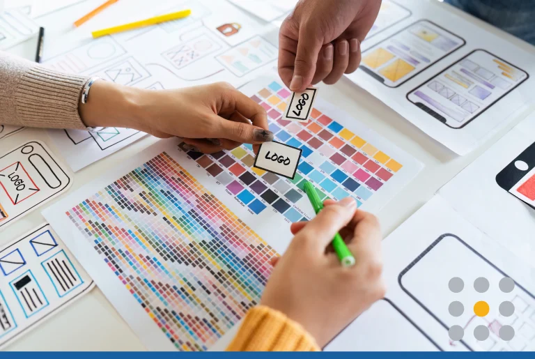 Creative digital development agency brainstorming about mobile app interface wireframe design