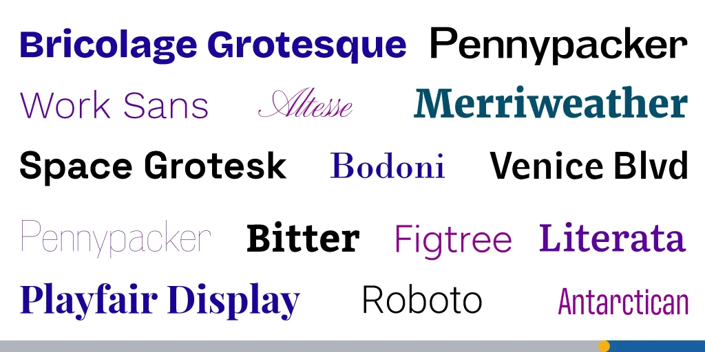 Examples of the 50 best fonts for designers in 2025