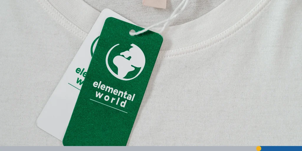 Climate neutral, carbon label on clothes concept 