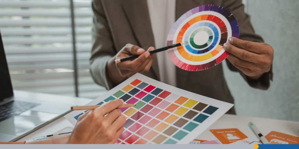 Team choosing from a color wheel