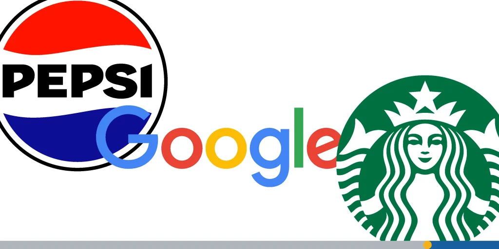 Pepsi, Google, and Starbucks logo
