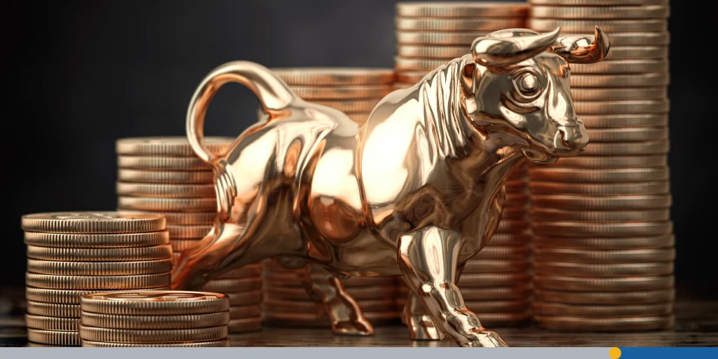 Golden bull and coins