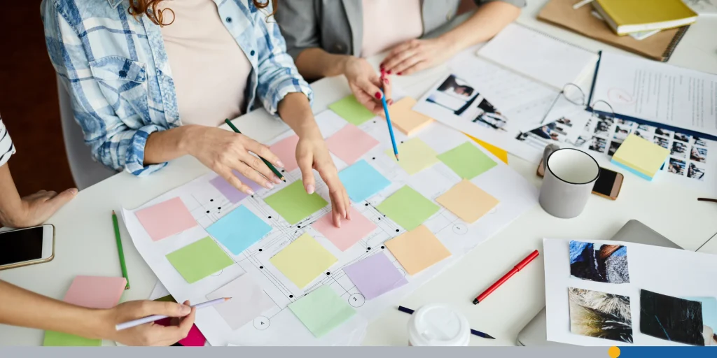 People working on social media marketing for small business 