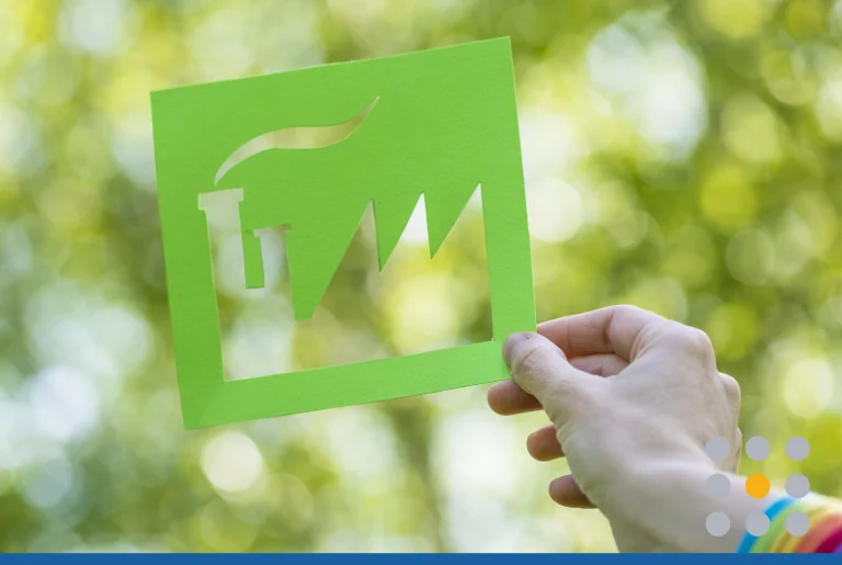 Hand holding up a eco-friendly logo design