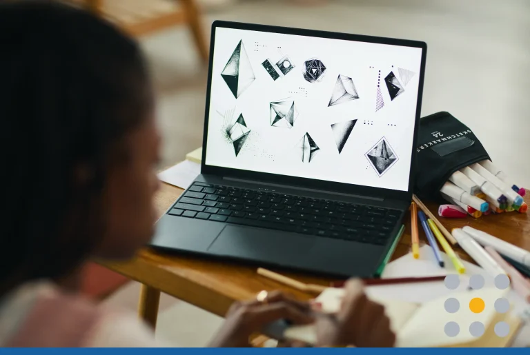Designing Object Patterns on Black Laptop at Wooden Desk Stock Photo, ft. laptop & laptop screen - Envato