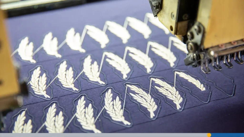 Close up on an embroidery machine