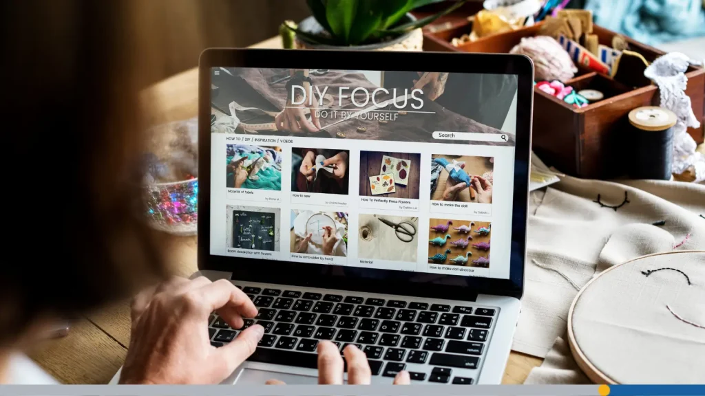 Person navigating a website on a laptop