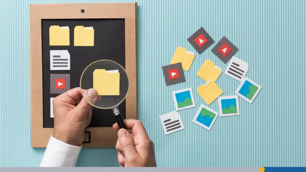 Logo icons with magnifying glass