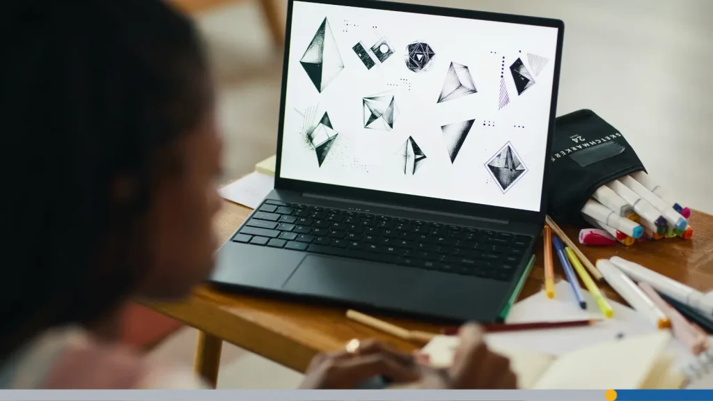 Sketch images on a laptop