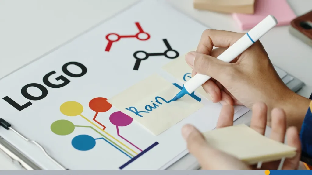 Person designing a logo