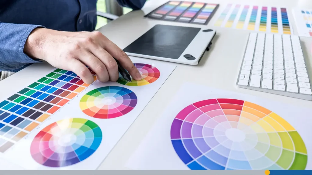 Person choosing colors from a wheel