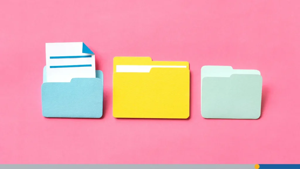 Cartoon files on a pink background
