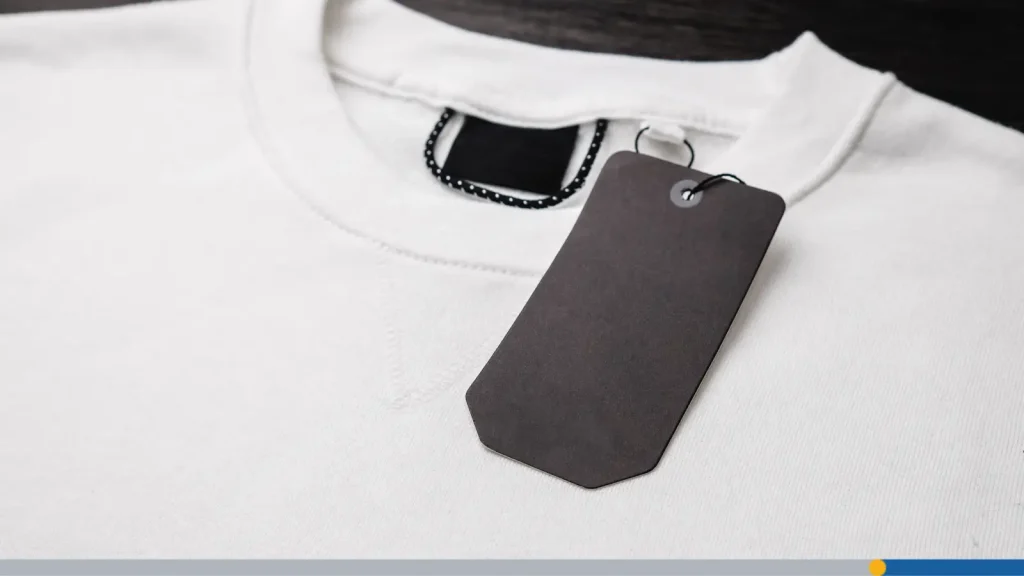 Clothing tag on white shirt