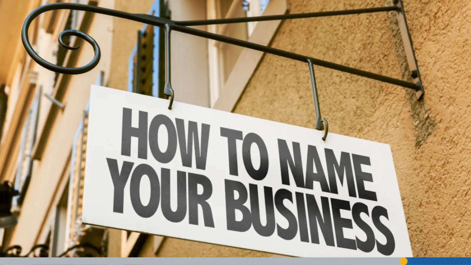 Storefront sign giving advice on naming your business and building a custom brand.