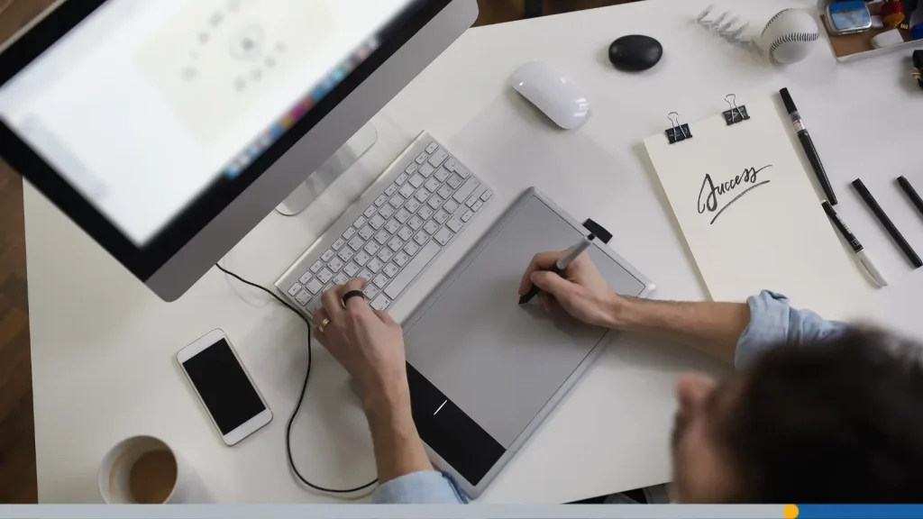 Person designing a logo