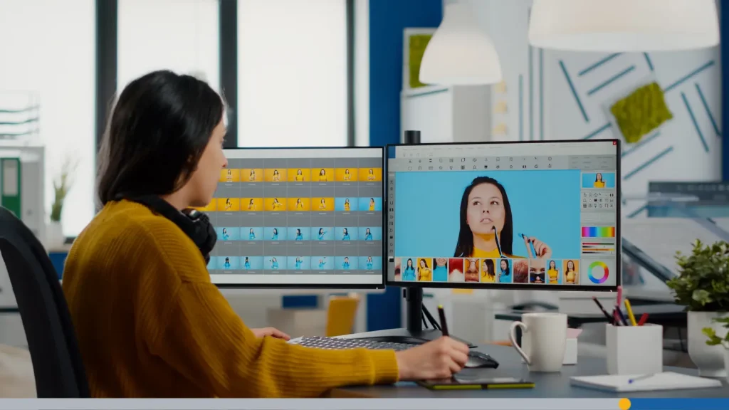 Person editing an image on a computer