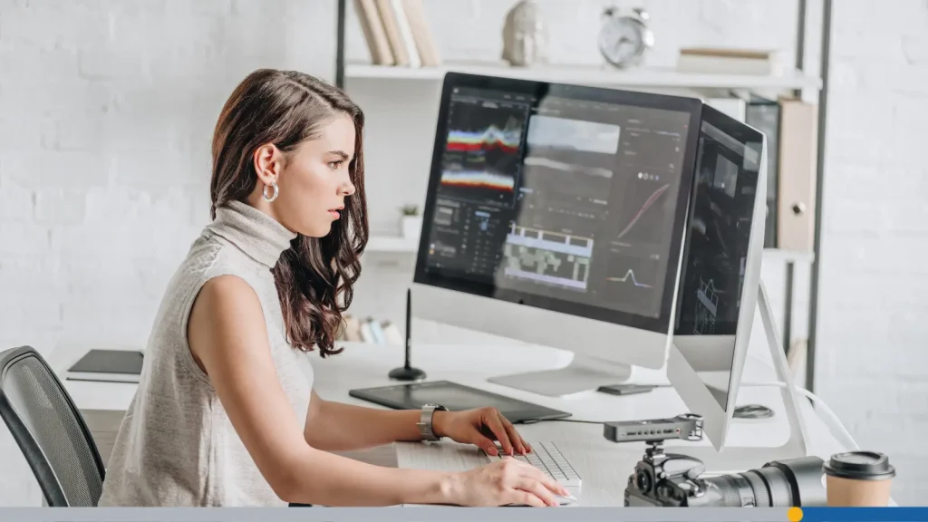 Photographer editing an image