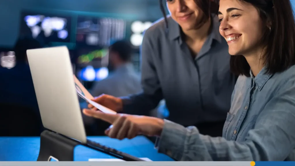 Two people working on a project together