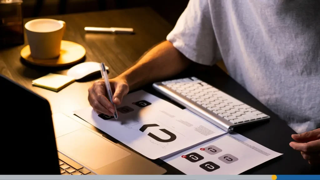 Man designing a email signature logo