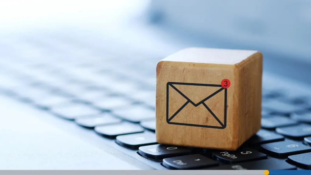 Email symbol on a cube