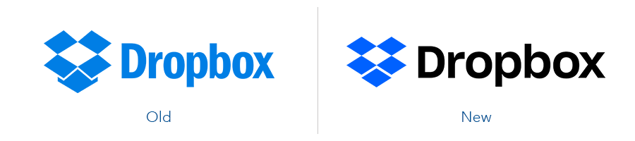 Older Dropbox logo version versus new Dropbox logo version