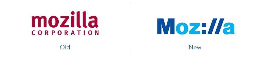 older mozilla logo version versus new mozilla logo version