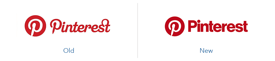 older pinterest logo version versus new pinterest logo version