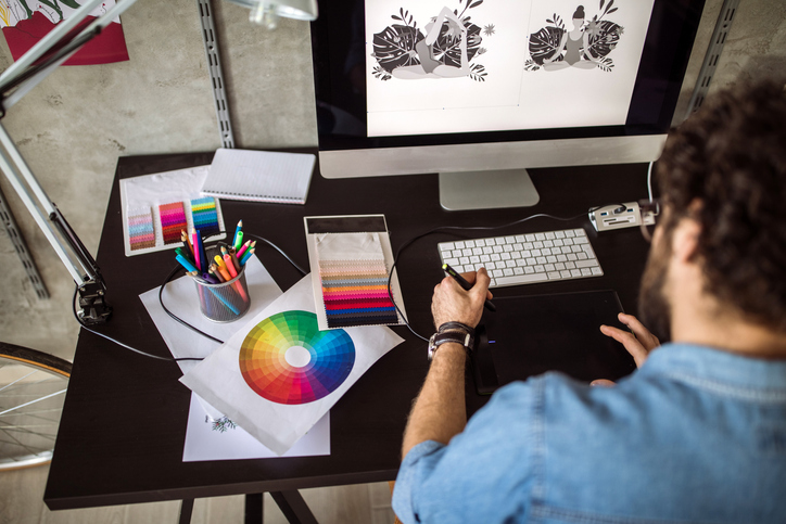 Graphic designer working on computer