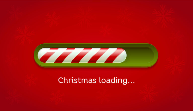 Festive Computer Loading Icon Stating Christmas Loading