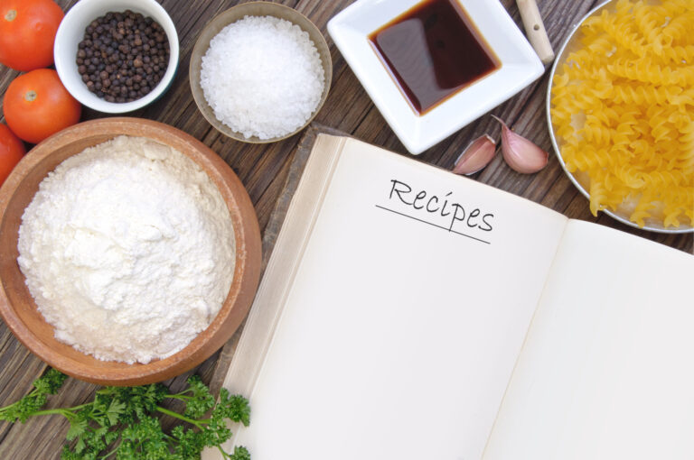 open recipe book on table