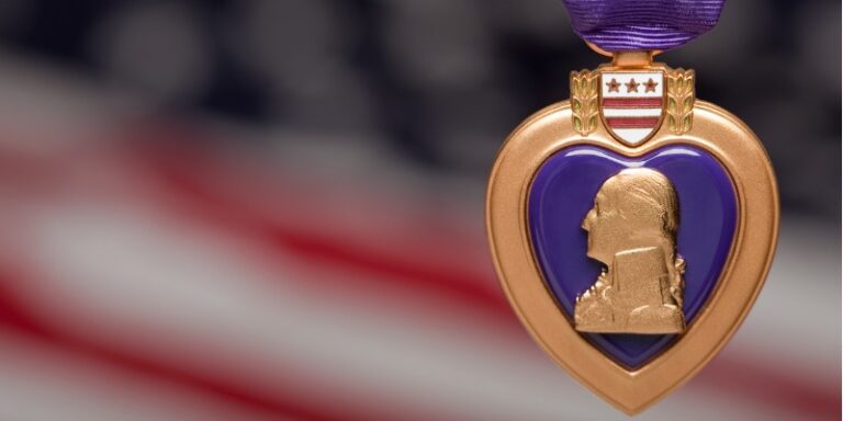 close-up image of a Purple Heart